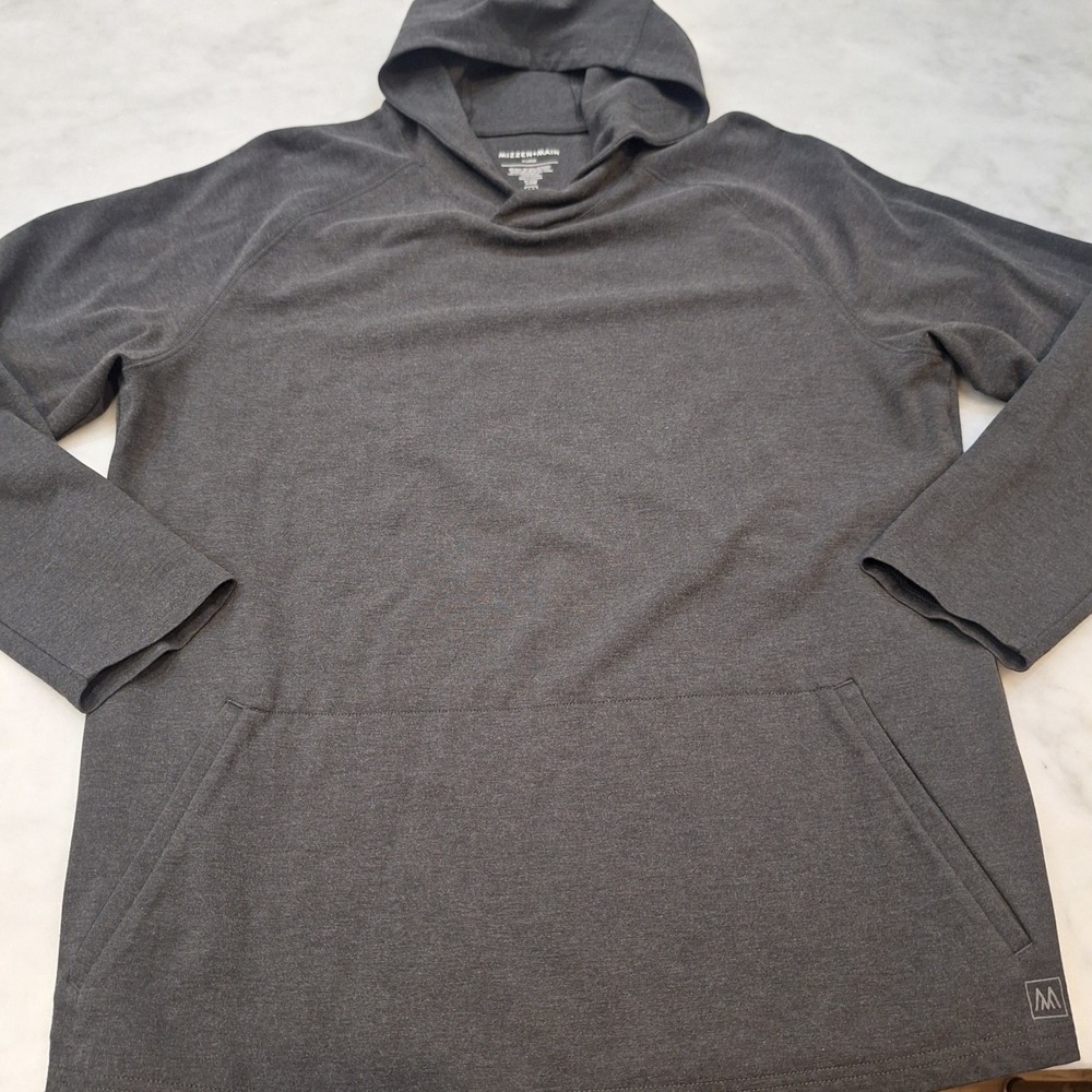 Mizzen+Main Hoodie Men XL Gray Performance Pullover 1PO-0603 Active Sweatshirt